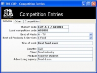 Competition items entry window.