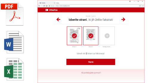 Samodejno pretvarjanje Word, Excel, OpenOffice in drugih datotek za spletni faks.